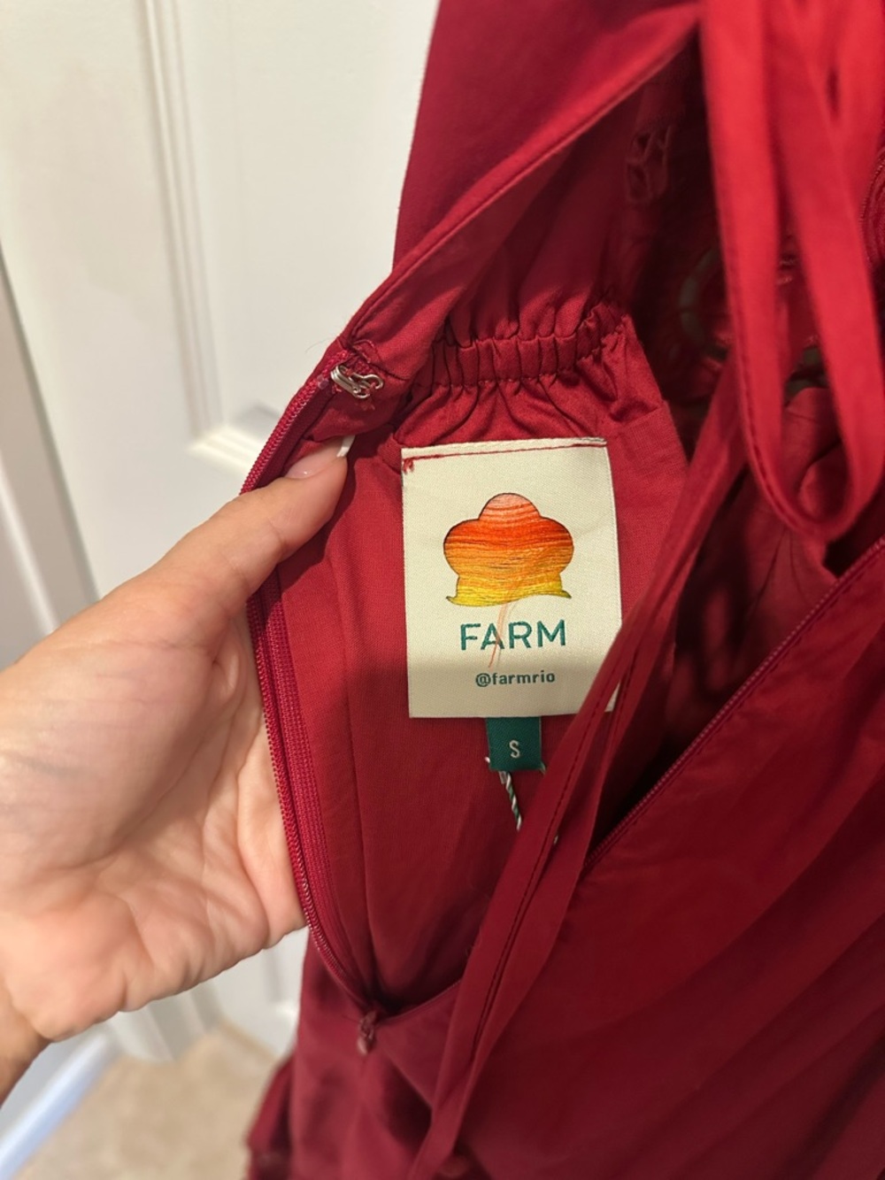 NWT Farm Rio Red Butterfly Eyelet Tie-Front Maxi Dress - Picture 4 of 5